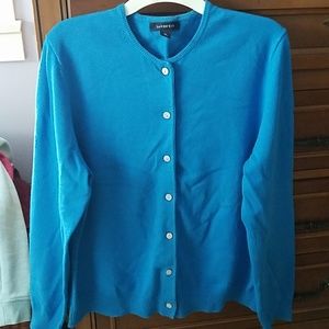 Lands End blue cardigan